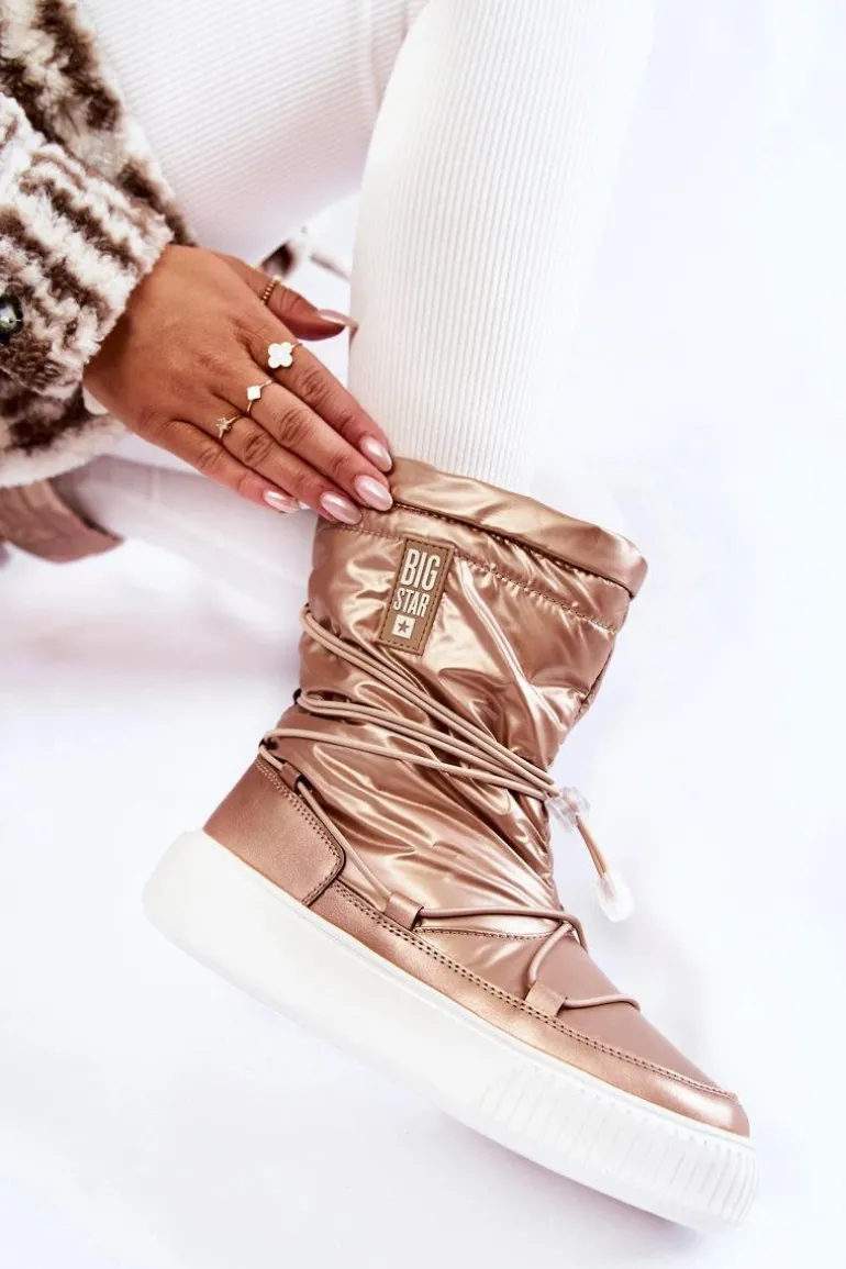 Damskie Ocieplane Śniegowce Big Star KK274194 Beżowe