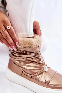 Damskie Ocieplane Śniegowce Big Star KK274194 Beżowe