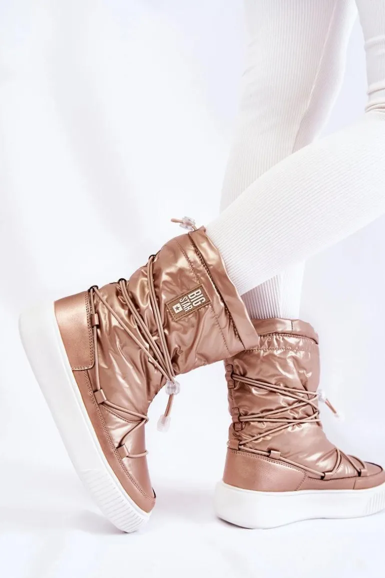 Damskie Ocieplane Śniegowce Big Star KK274194 Beżowe