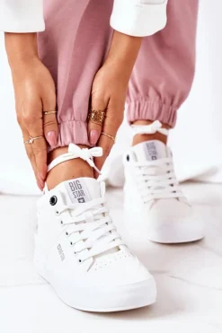 Damskie Ocieplane Sportowe Buty Big Star EE274352 Białe