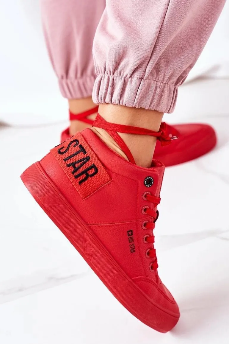 Damskie Ocieplane Sportowe Buty Big Star EE274354 Czerwone