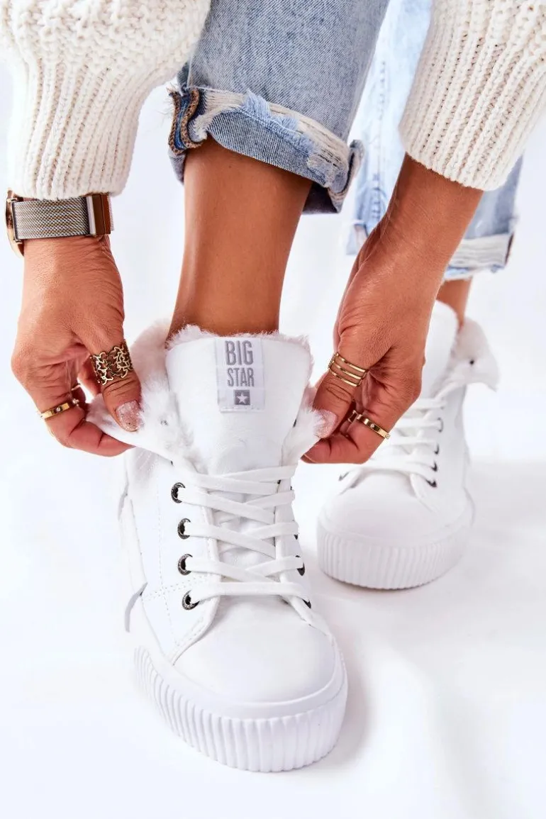 Damskie Ocieplane Trampki BIG STAR II274156 Białe