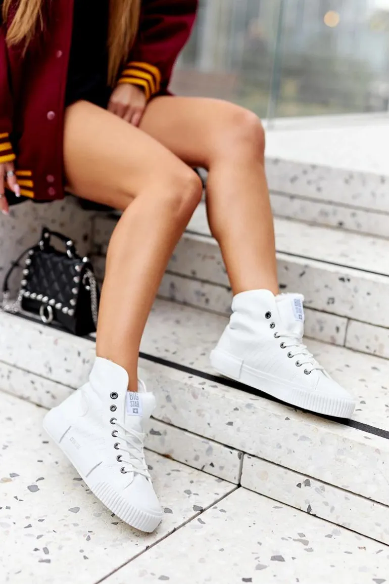 Damskie Ocieplane Trampki BIG STAR II274156 Białe