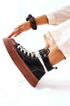 Damskie Ocieplane Trampki GOE Wysokie II2N4033 Czarne