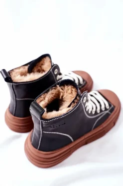 Damskie Ocieplane Trampki GOE Wysokie II2N4033 Czarne