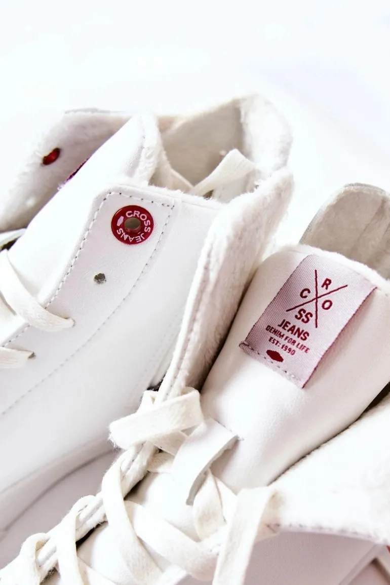 Damskie Ocieplane Trampki Cross Jeans Wysokie Białe II2R4010C