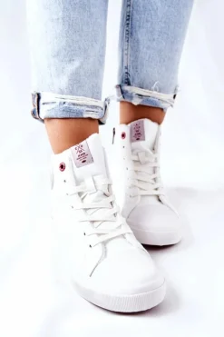 Damskie Ocieplane Trampki Cross Jeans Wysokie Białe II2R4010C