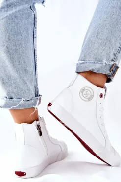 Damskie Ocieplane Trampki Cross Jeans Wysokie Białe II2R4010C