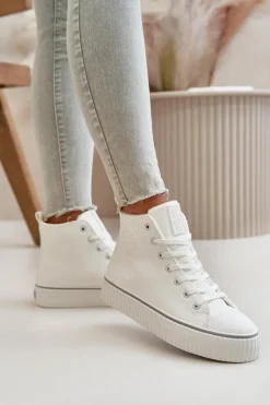 Damskie Ocieplane Trampki Z Eko Skóry Big Star OO274788 Białe
