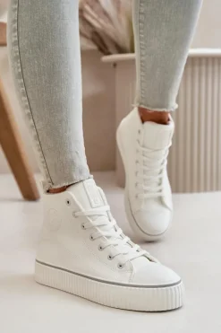 Damskie Ocieplane Trampki Z Eko Skóry Big Star OO274788 Białe