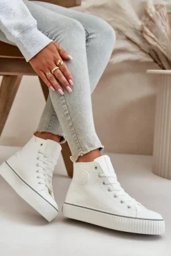 Damskie Ocieplane Trampki Z Eko Skóry Big Star OO274788 Białe