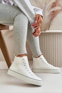 Damskie Ocieplane Trampki Z Eko Skóry Big Star OO274788 Białe