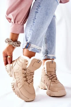 Damskie Ocieplane Trapery Beżowe Hareshaw