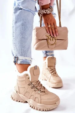 Damskie Ocieplane Trapery Beżowe Hareshaw