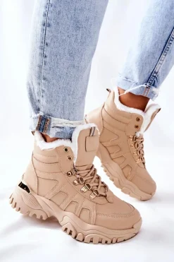 Damskie Ocieplane Trapery Beżowe Hareshaw