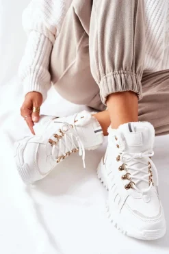 Damskie Ocieplane Trapery Białe Hareshaw