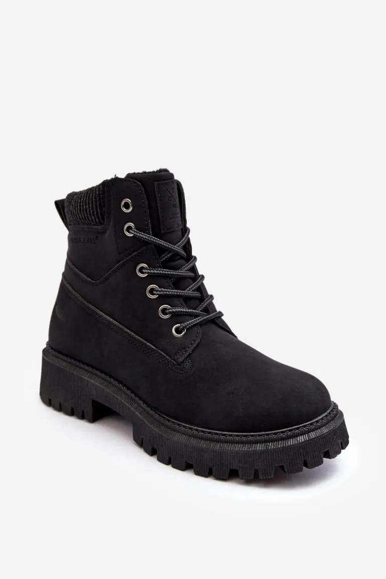 Damskie Ocieplane Trapery Czarne Cross Jeans MM2R4012C