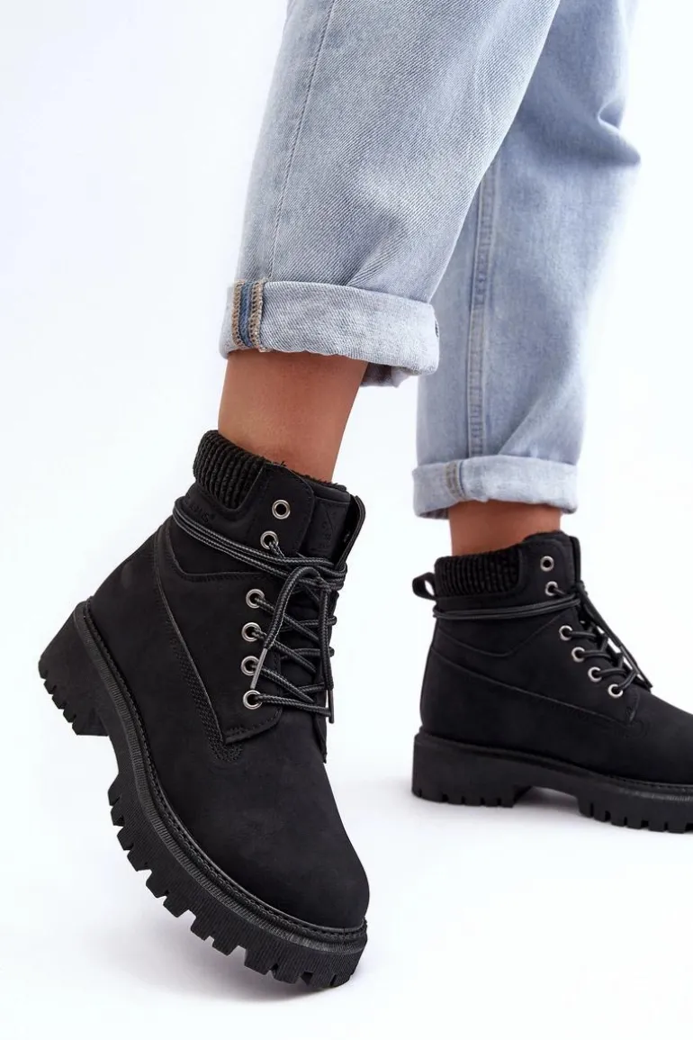 Damskie Ocieplane Trapery Czarne Cross Jeans MM2R4012C