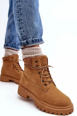 Damskie Ocieplane Trapery Camel Cross Jeans MM2R4011C