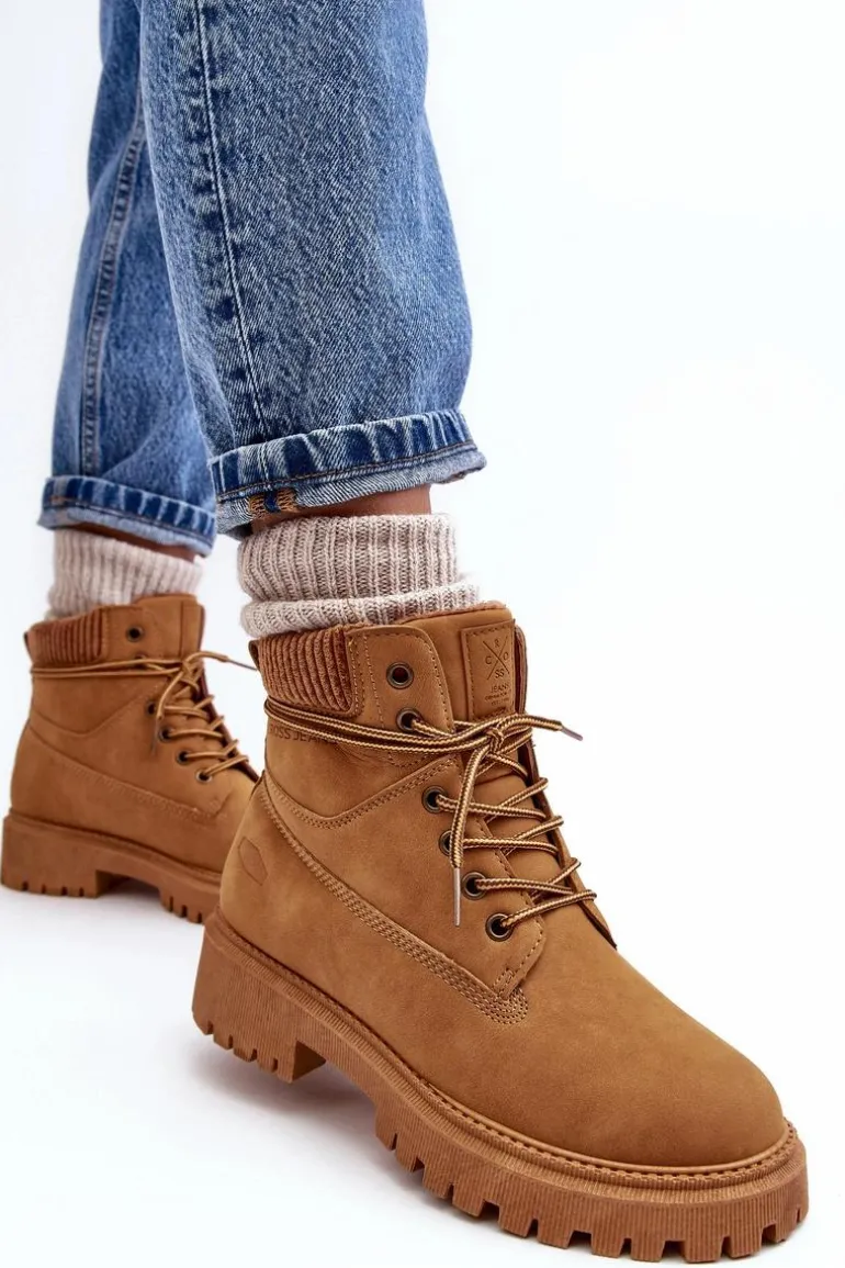 Damskie Ocieplane Trapery Camel Cross Jeans MM2R4011C