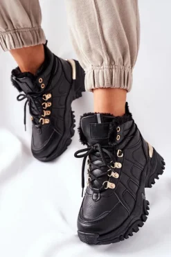 Damskie Ocieplane Trapery Czarne Hareshaw