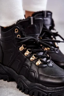 Damskie Ocieplane Trapery Czarne Hareshaw