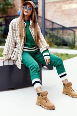 Damskie Ocieplane Trapery Na Suwak Camel Lenox