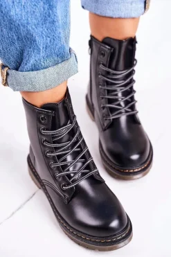 Damskie Ocieplane Trapery Glany Matowe Czarne Thunder