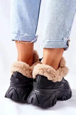 Damskie Ocieplane Trapery Czarne Limerick