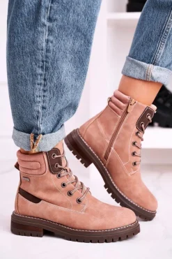 Damskie Ocieplane Workery Trapery Różowe Timber