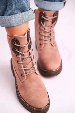 Damskie Ocieplane Workery Trapery Różowe Timber