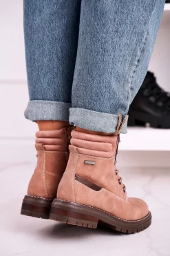 Damskie Ocieplane Workery Trapery Różowe Timber