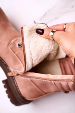 Damskie Ocieplane Workery Trapery Różowe Timber