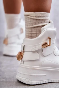 Damskie Ocieplane Wysokie Buty Sportowe Białe Lexa