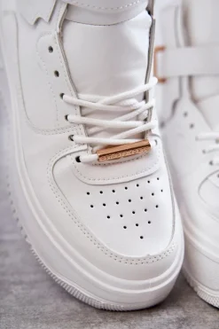 Damskie Ocieplane Wysokie Buty Sportowe Białe Lexa