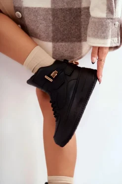 Damskie Ocieplane Wysokie Buty Sportowe Czarne Lexa