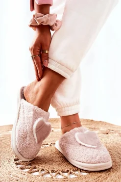 Damskie Papcie Beżowe Heartbeat