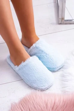 Damskie Papcie Futerkowe Jasno Niebieskie Mimia