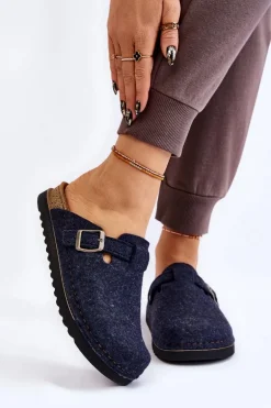 Damskie Papcie Klapki Profilaktyczne Inblu DJ-07-041 Granatowe