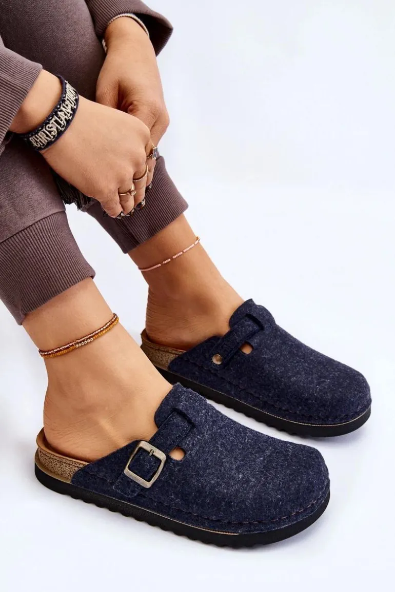 Damskie Papcie Klapki Profilaktyczne Inblu DJ-07-041 Granatowe