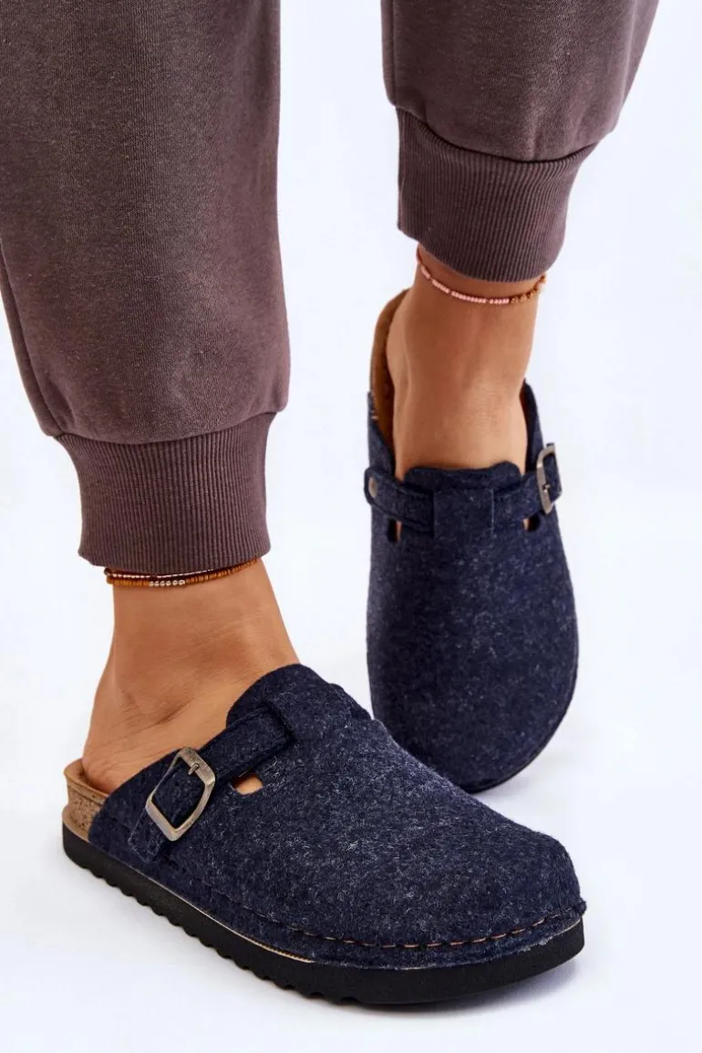 Damskie Papcie Klapki Profilaktyczne Inblu DJ-07-041 Granatowe