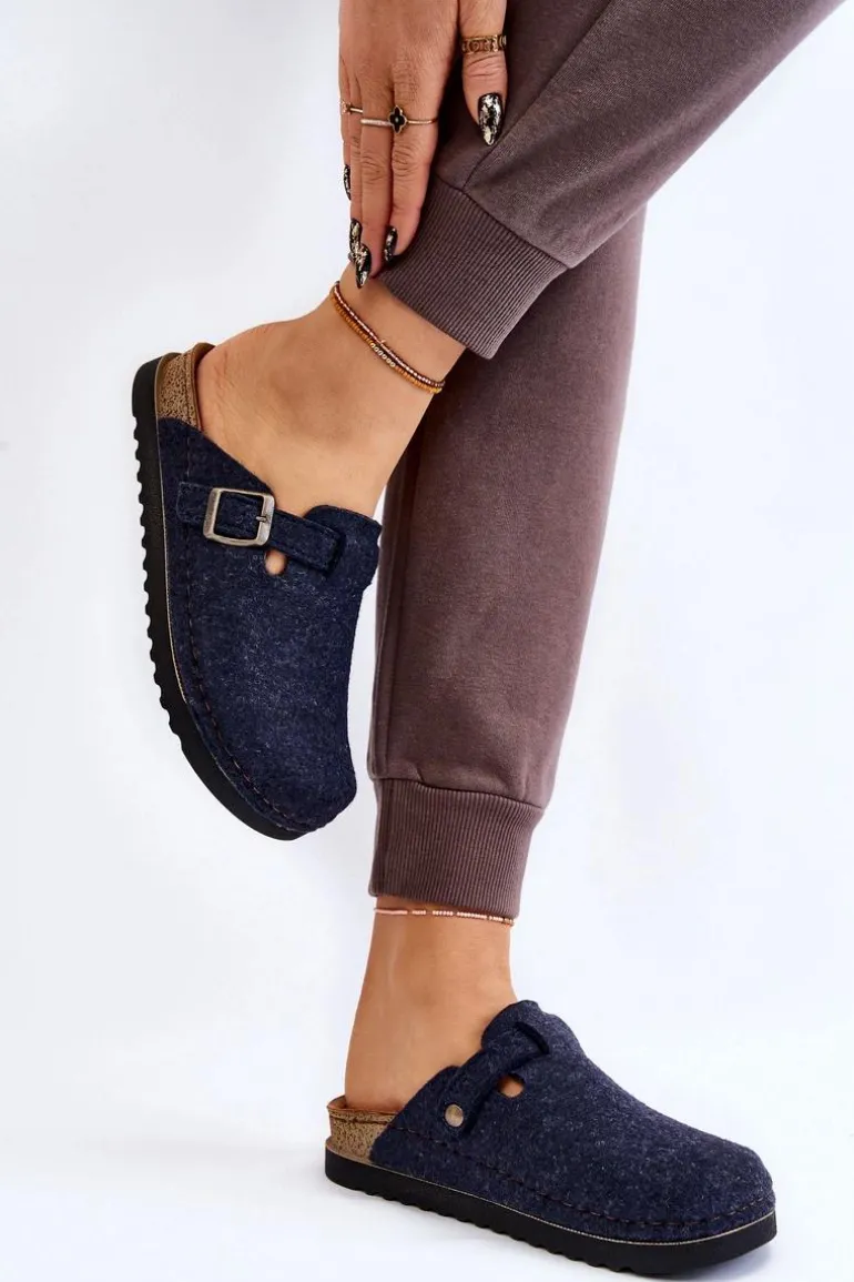 Damskie Papcie Klapki Profilaktyczne Inblu DJ-07-041 Granatowe