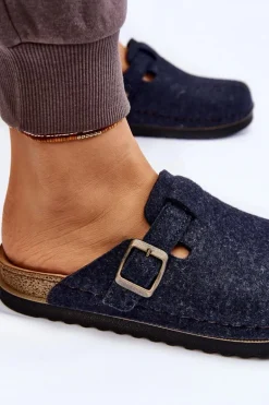 Damskie Papcie Klapki Profilaktyczne Inblu DJ-07-041 Granatowe