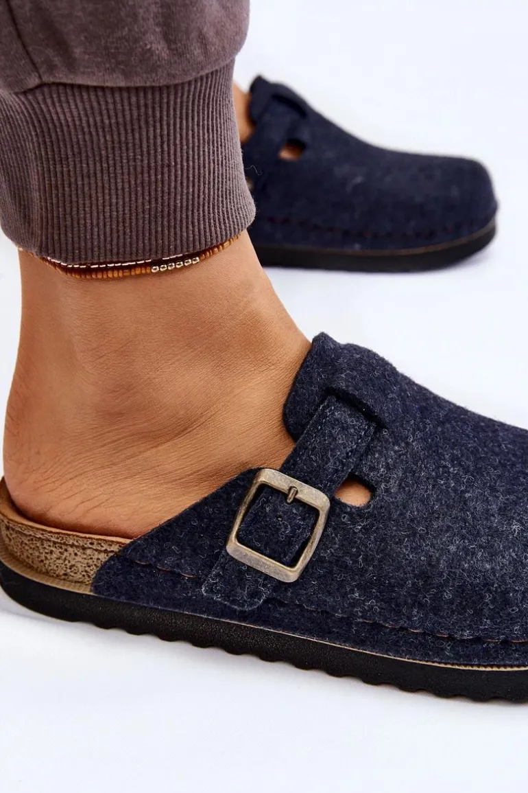 Damskie Papcie Klapki Profilaktyczne Inblu DJ-07-041 Granatowe