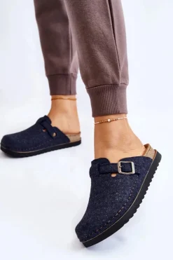 Damskie Papcie Klapki Profilaktyczne Inblu DJ-07-041 Granatowe