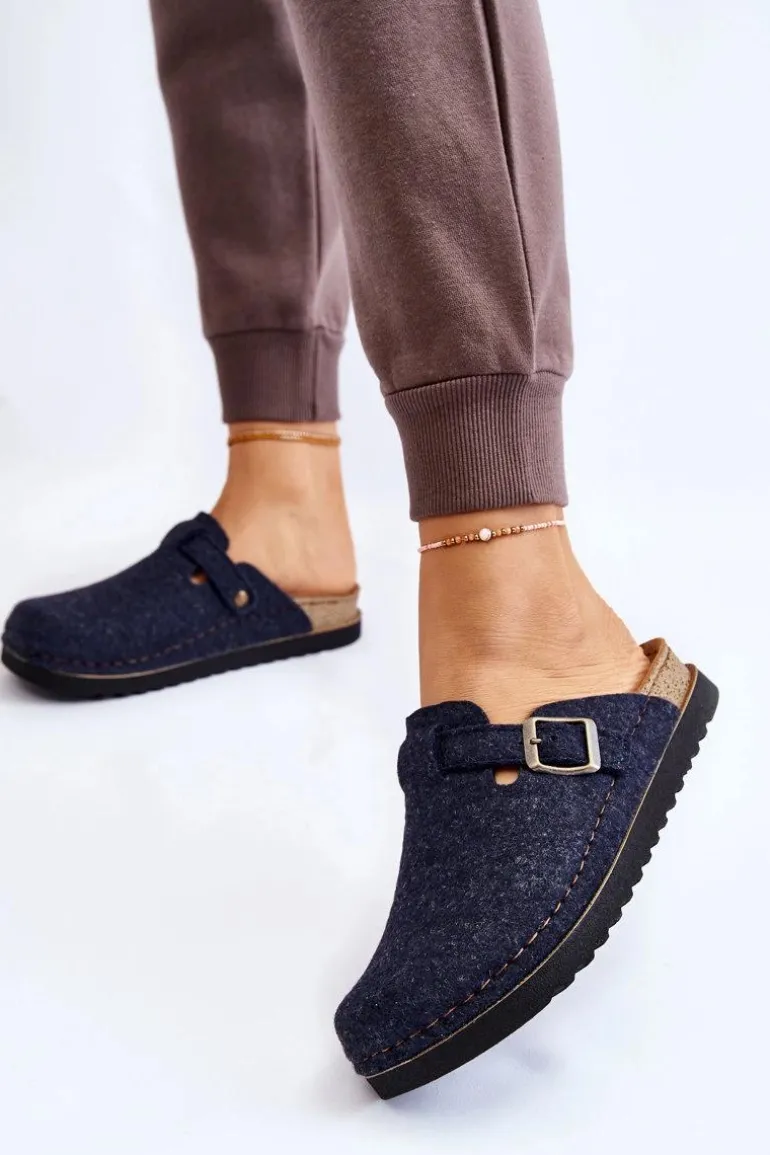 Damskie Papcie Klapki Profilaktyczne Inblu DJ-07-041 Granatowe