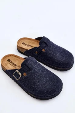 Damskie Papcie Klapki Profilaktyczne Inblu DJ-07-041 Granatowe