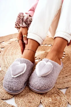 Damskie Papcie Szare Heartbeat