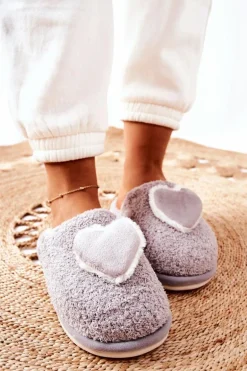 Damskie Papcie Szare Heartbeat