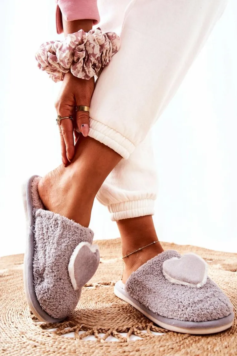 Damskie Papcie Szare Heartbeat